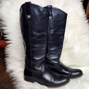 Frye Melissa leather riding boots, black, size 8